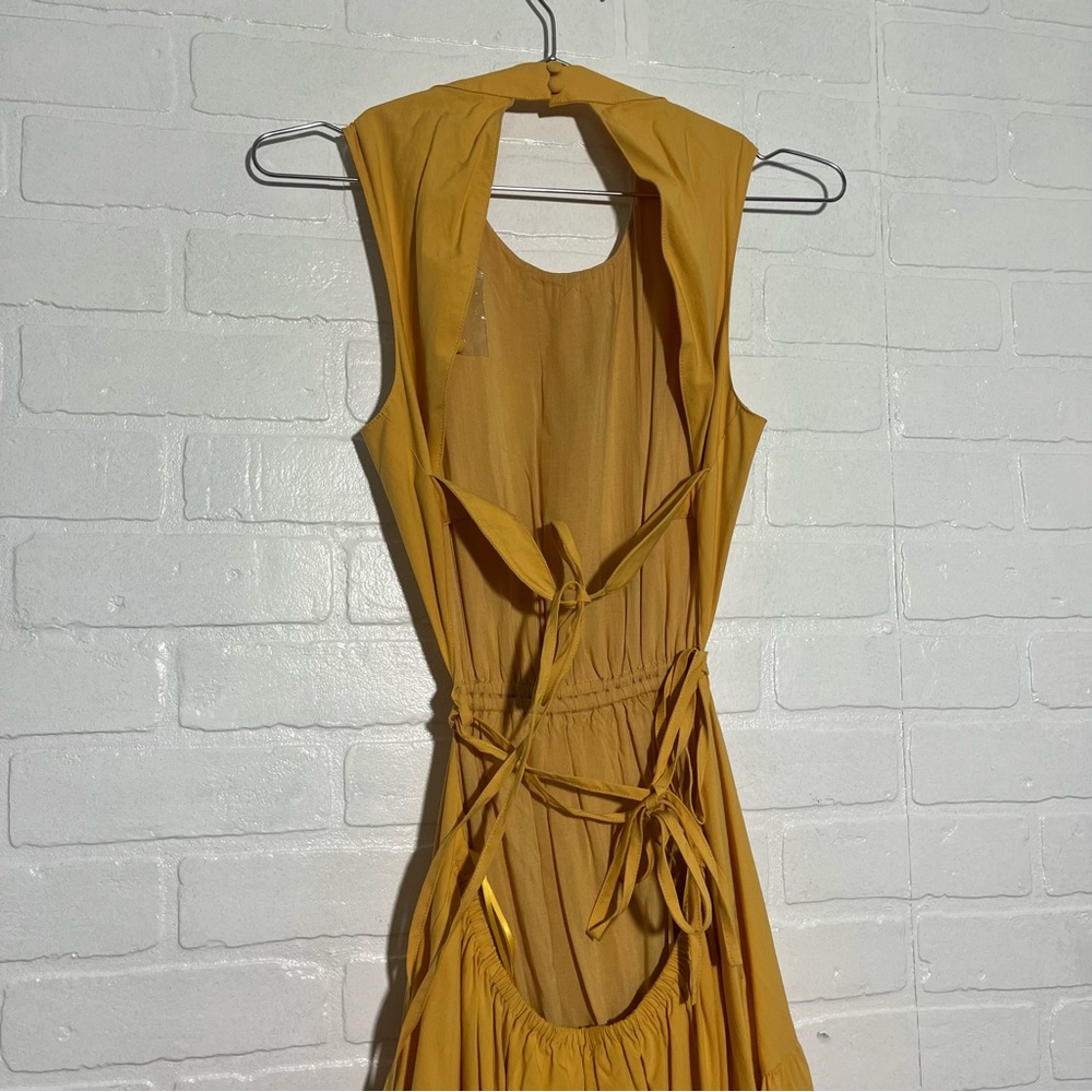 Moon River Dress Tie Open Back Tiered Midi Dress Long and Flowy Size Small - Picture 10 of 11